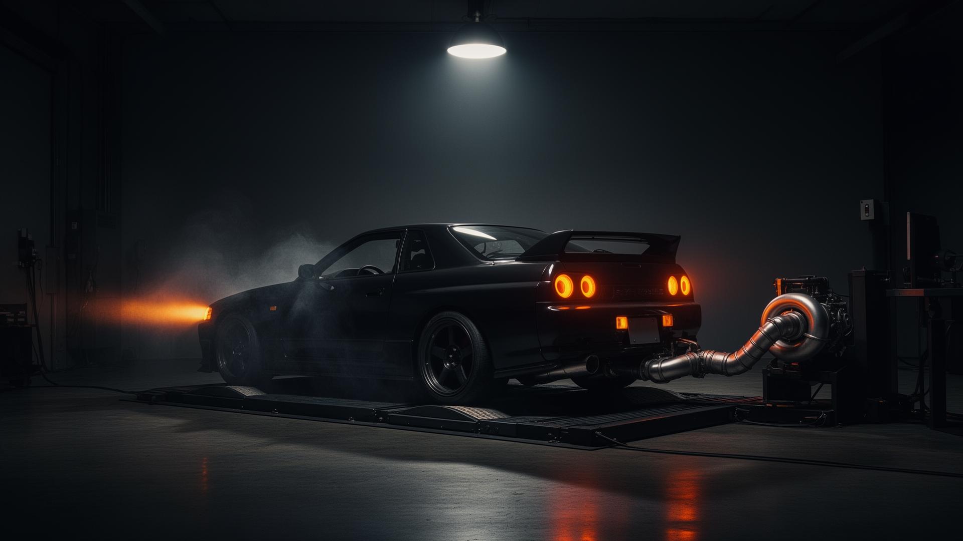Tuner car on a chassis dyno